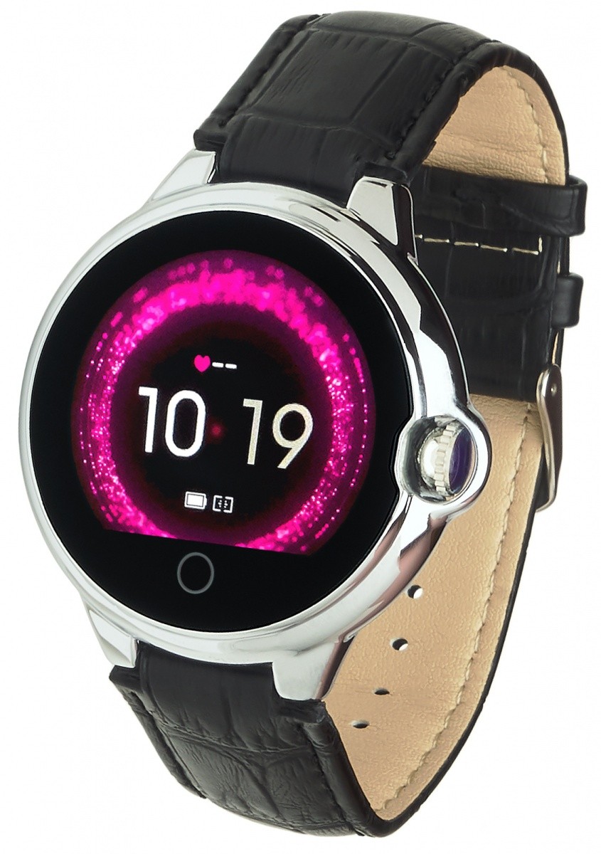 Smartwatch Women Karen Czarno-srebrny skórzany