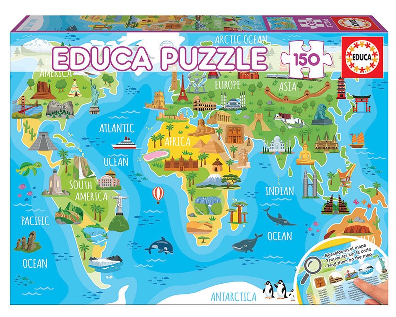 Puzzle 150 elementów Globus zabytki