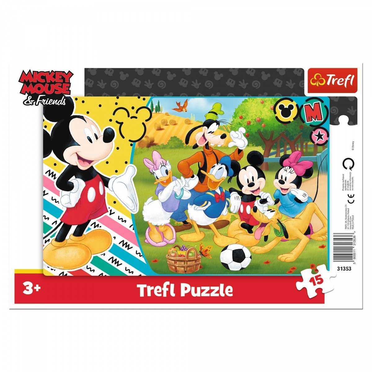 Puzzle 15 elementów Ramkowe Mickey na wsi