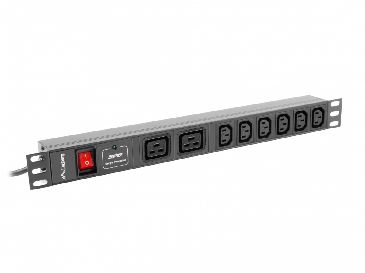 Listwa zasilająca Rack PDU 19 cali 1U 16A 2X C19 6X IEC C13 