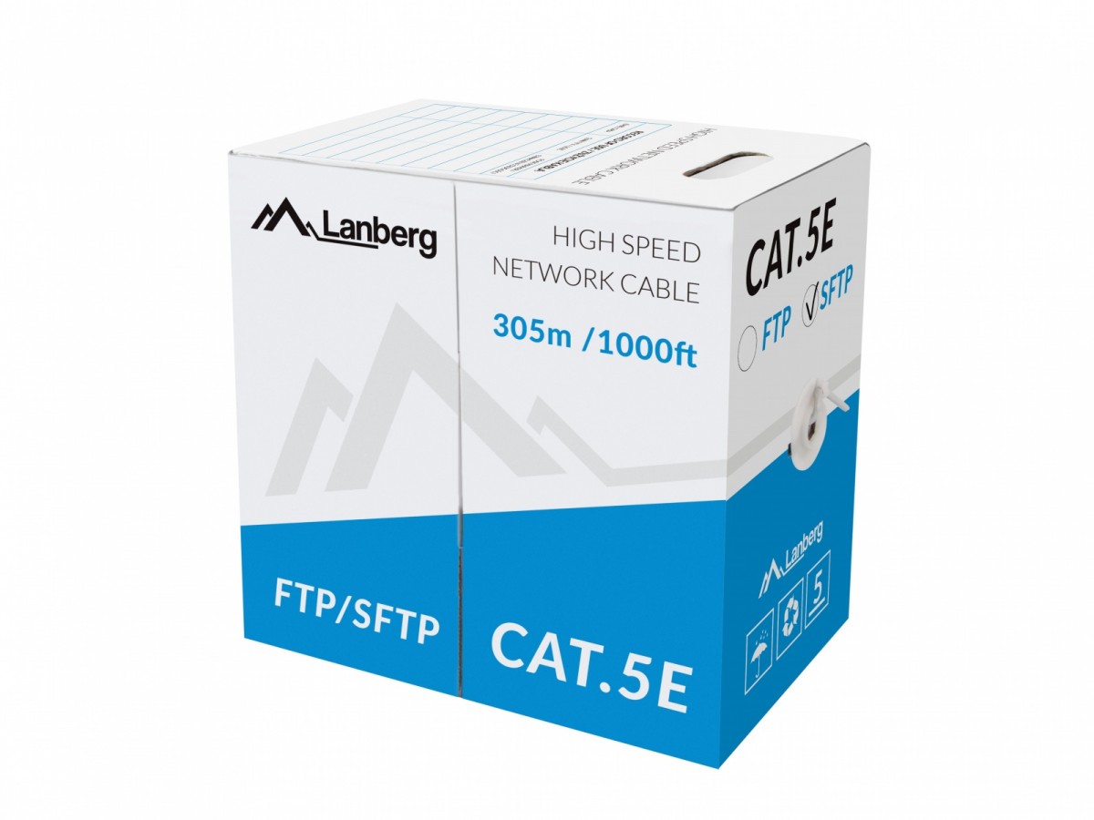 Kabel SFTP kat.5e 305m drut CU LCS5-11CU-0305-S Szary