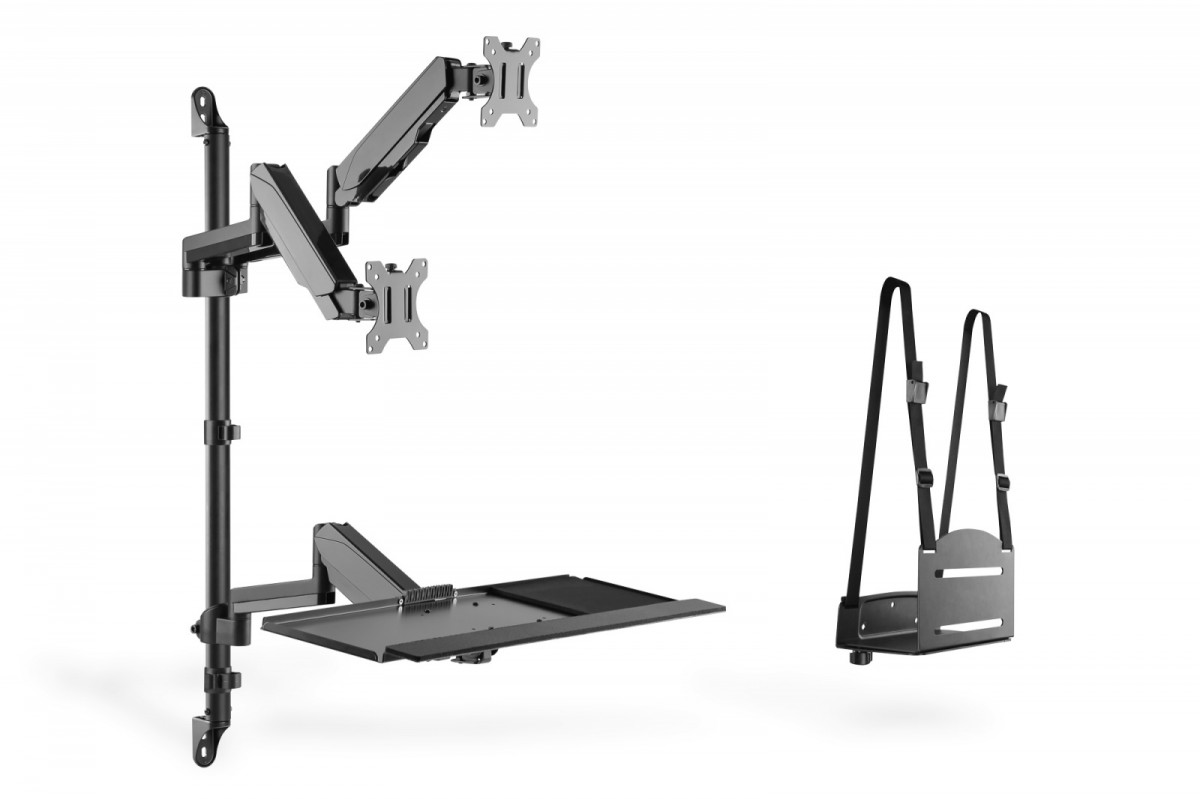Ramię naścienne podwójne, 2xLCD + klawiatura, max. 32 cale 