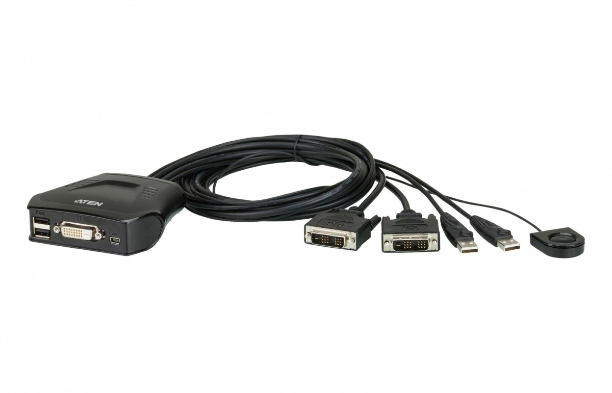 Przełącznik KVM z 2 portami USB DVI i zdalnym selektorem portów CS22D