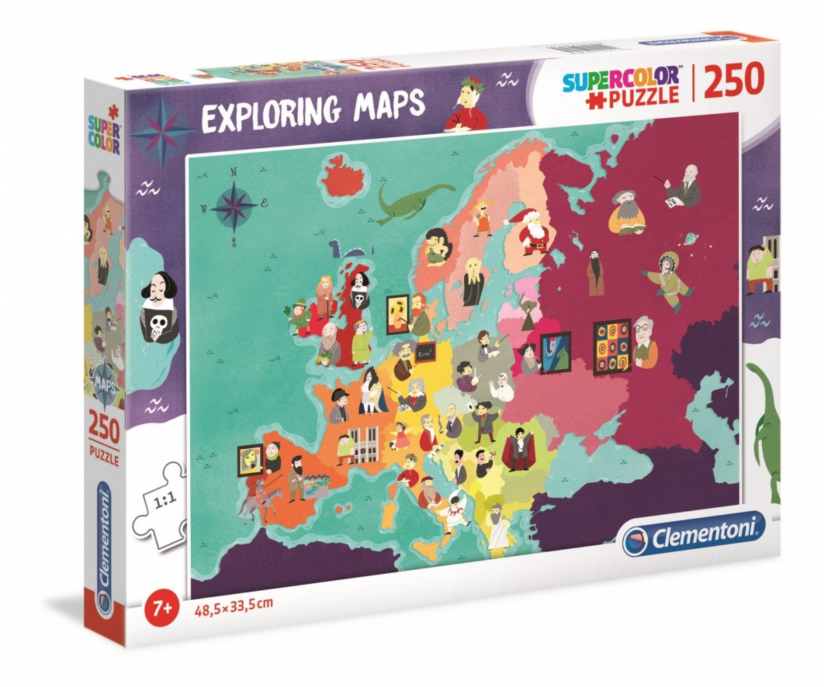 Puzzle 250 elementów Exploring Maps Great People in Europe