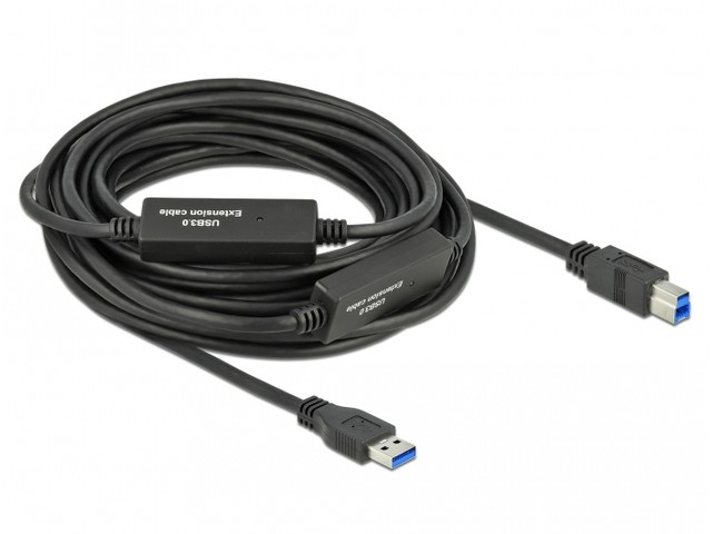 Kabel USB-A - USB-B 3.1 Gen 1 10m aktywny Czarny 