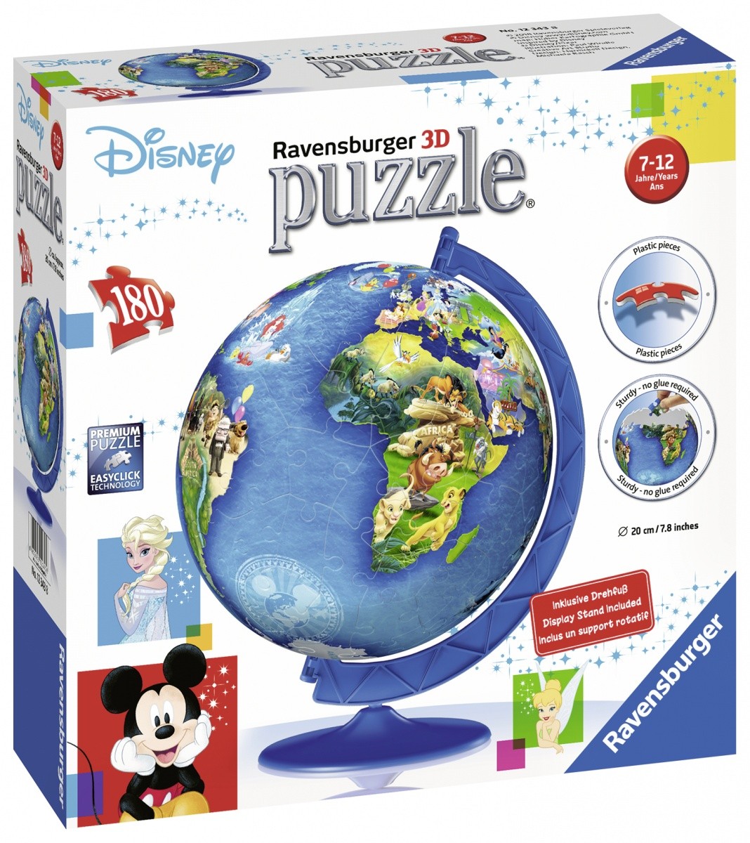 Puzzle 180 Elementów 3D Globus Disney 