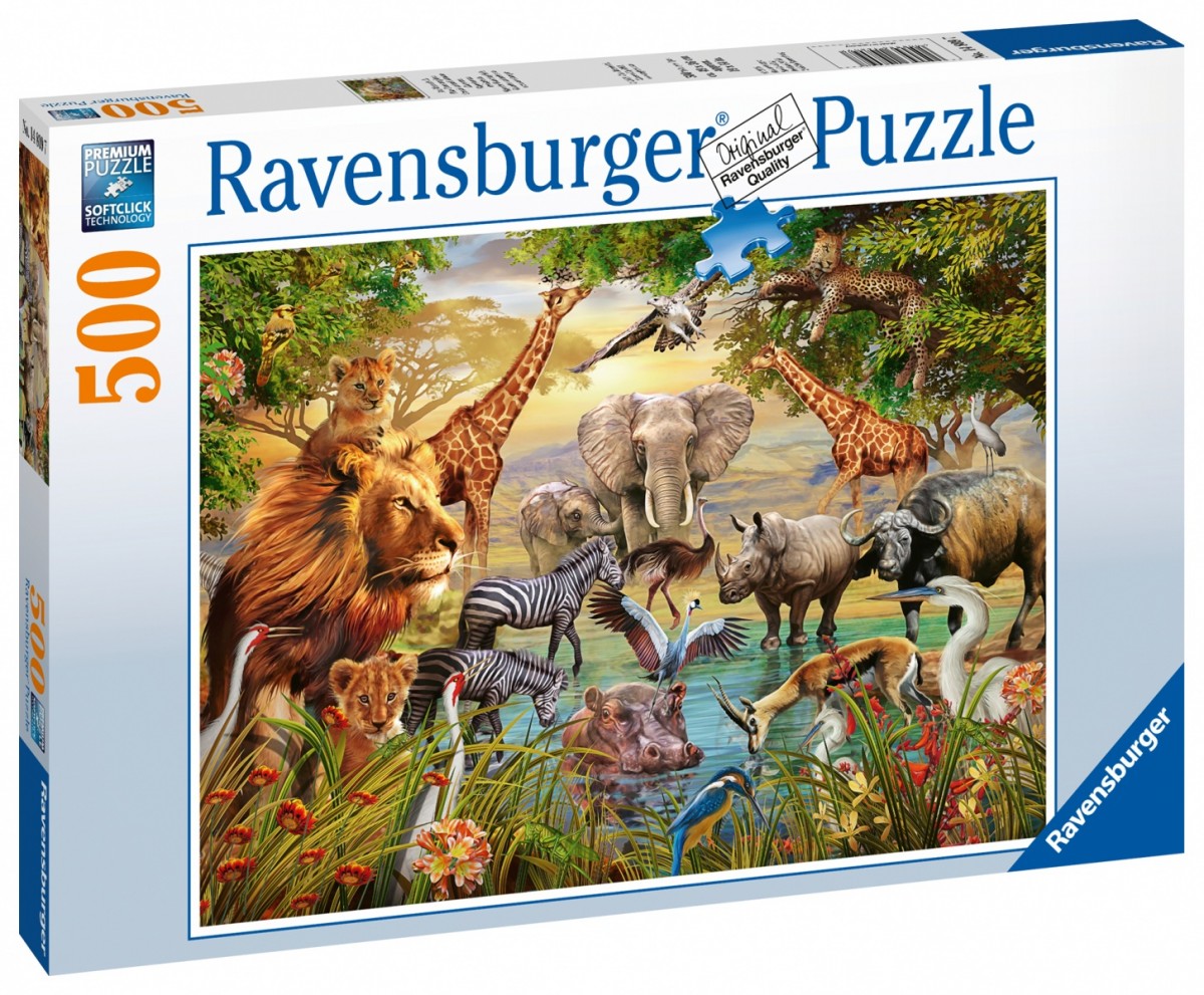 Puzzle 500 elementów Zwięrzeta przy w odopoju