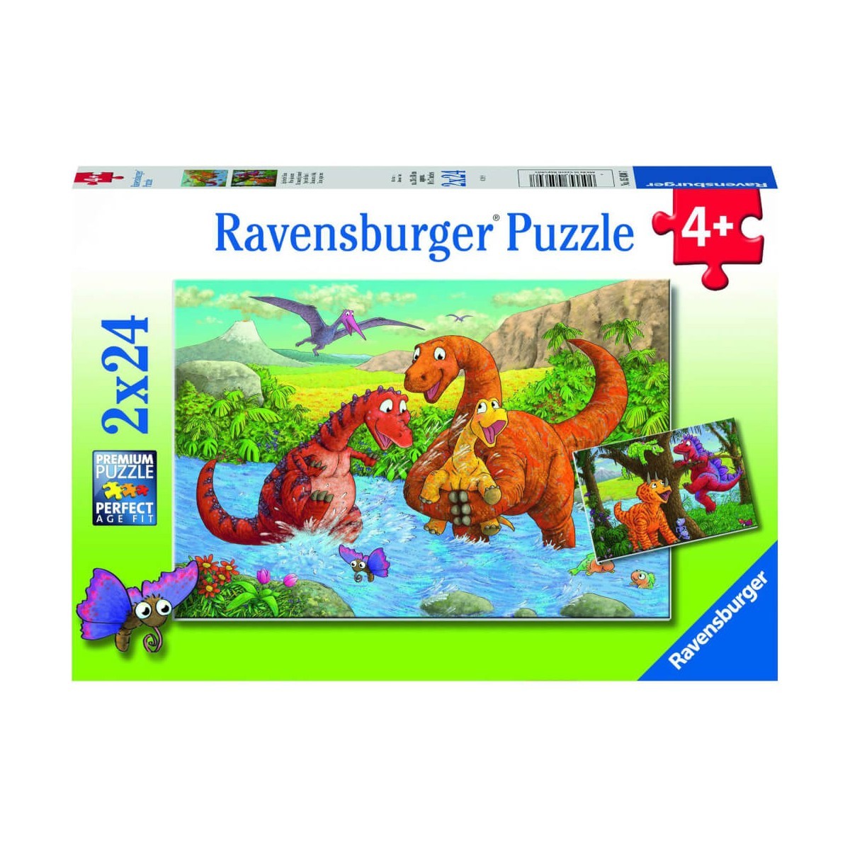 Puzzle 2x24 elementy Bawiące sie dinozaury