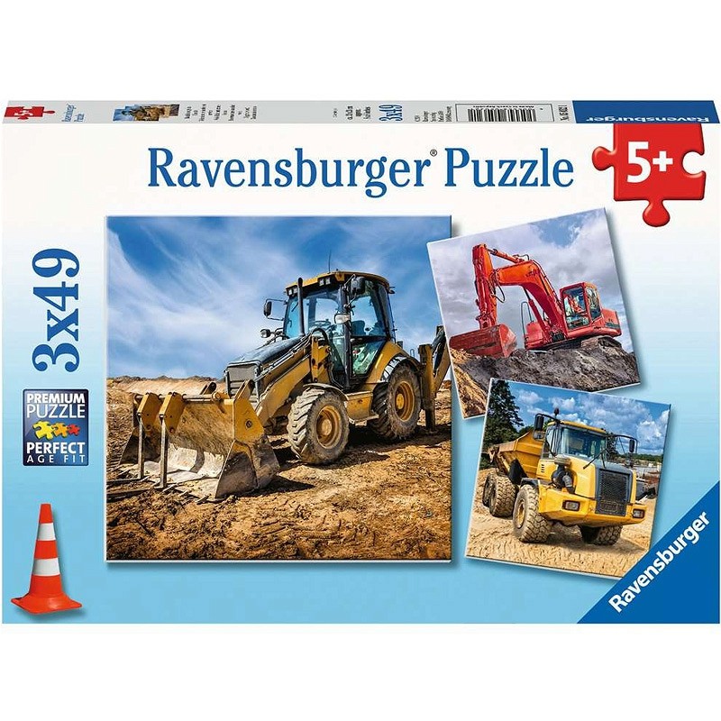 Puzzle 3x49 elementów Maszyny budowlane