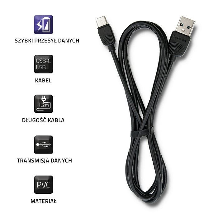 Kabel USB typ C | USB 2.0 A | 1.2m | ultra szybki przesył danych 