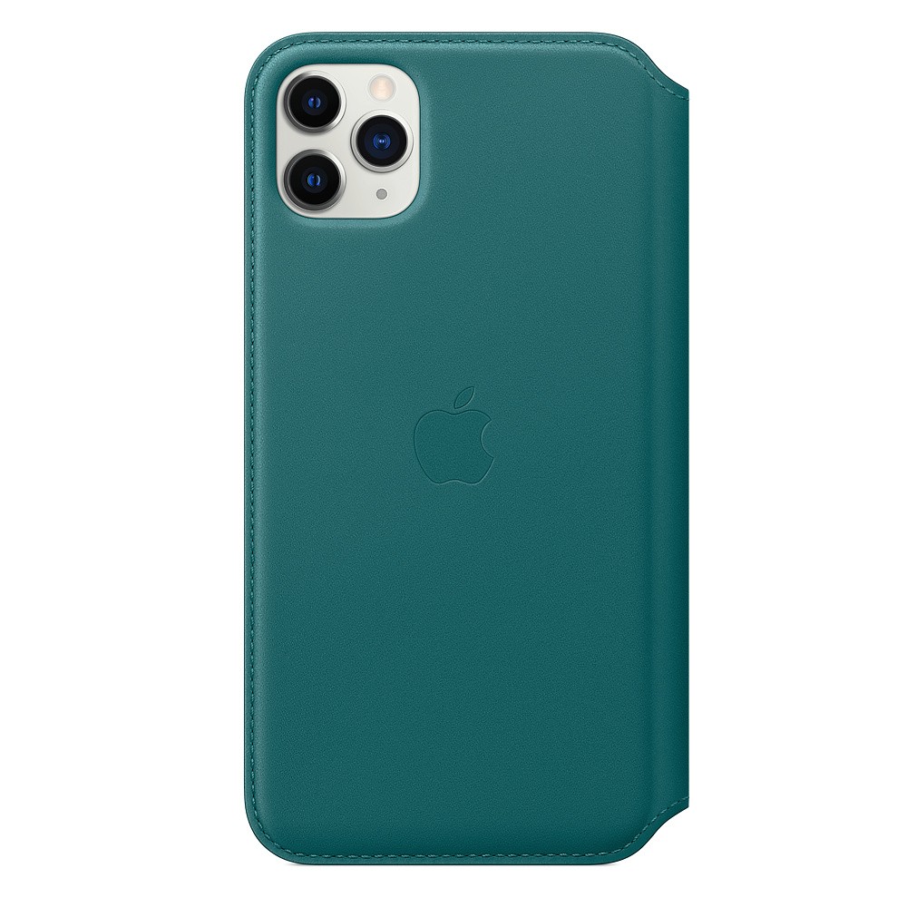 Skórzane etui folio do iPhone 11 Pro Max pawie pióro