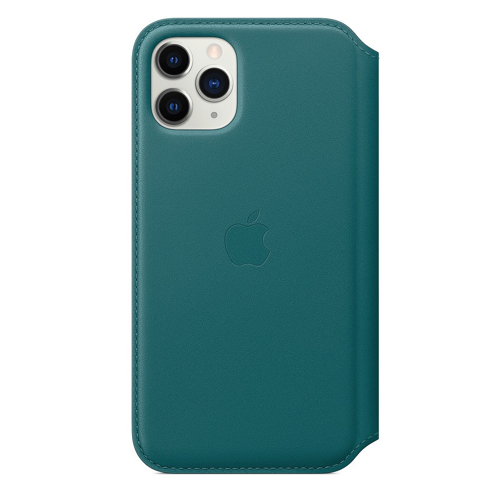 Skórzane etui folio do iPhone 11 Pro pawie pióro