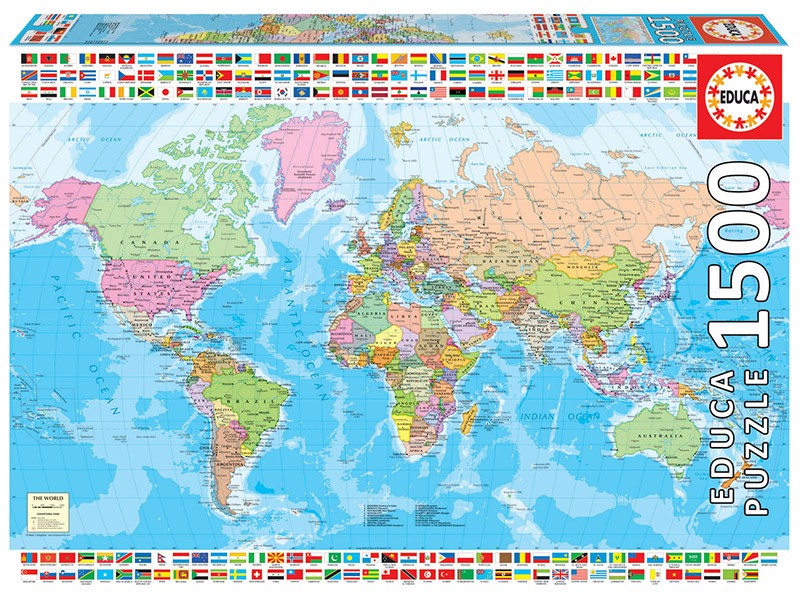 Puzzle 1500 elementów Mapa polityczna Świata