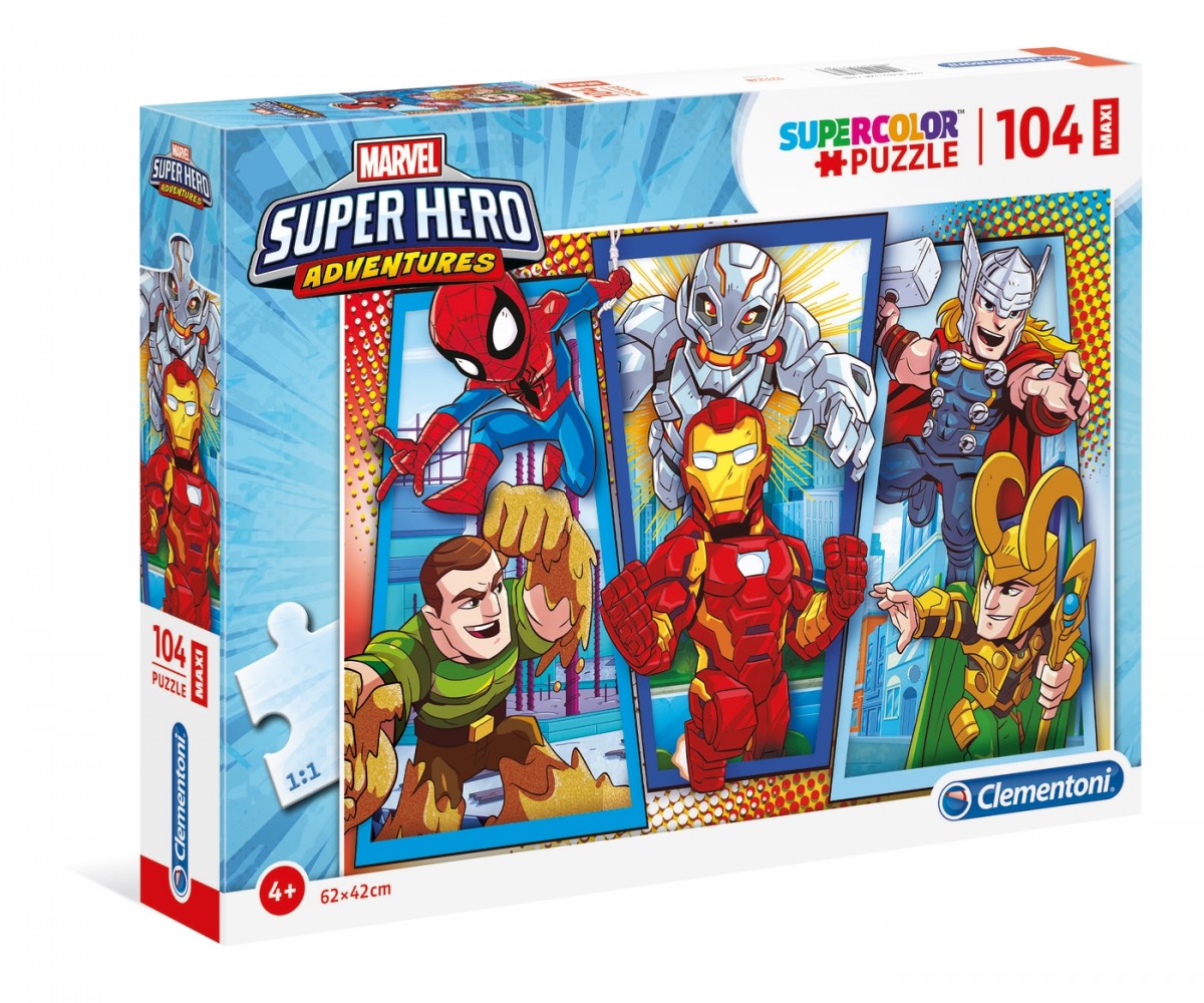 Puzzle 104 elementów MAXI SUPER KOLOR Superhero