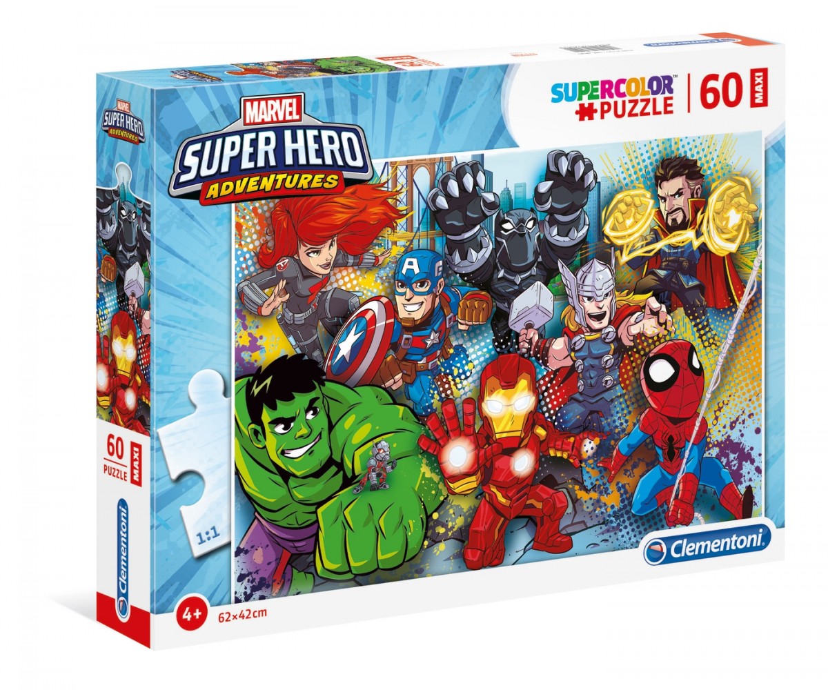 Puzzle 60 elementów MAXI SUPER KOLOR Superhero