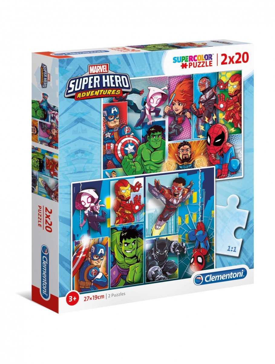 Puzzle 2 x 20 elementów Super Kolor Marvel Superbohaterowie