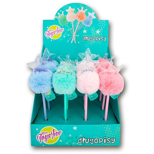 Długopis Pompon Pastel /display 12 sztuk - mix