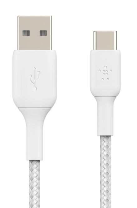 Kabel Braided USB-C USB-A 2m biały