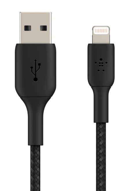 Kabel Braided USB- Lightning 15cm czarny