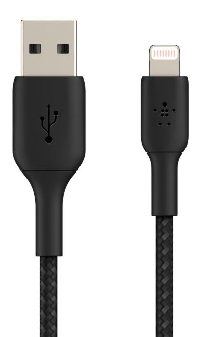 Kabel Braided USB- Lightning 1m czarny