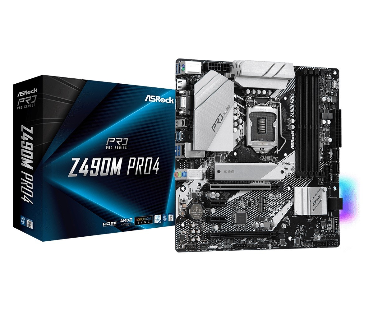 Płyta główna Z490M Pro4 s1200 4DDR4 HDMI/DVI/DSUB/M.2 mATX