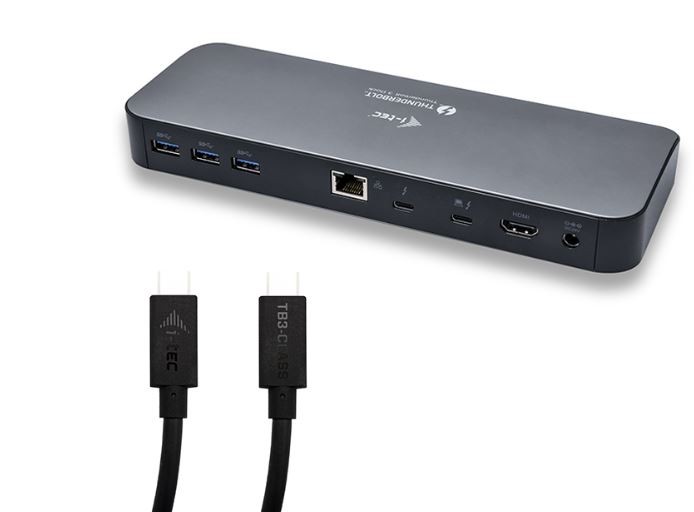 Stacja dokująca Thunderbolt 3 Dual 4K Power Delivery 65W +2 kable TB3: 150cm i 70cm 