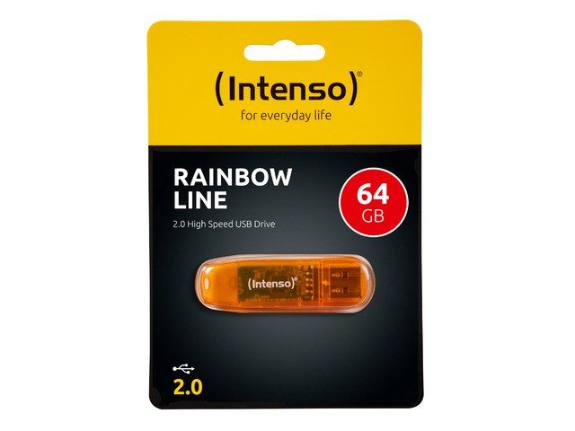 Pendrive 64GB Rainbow Line pomarańczowy 