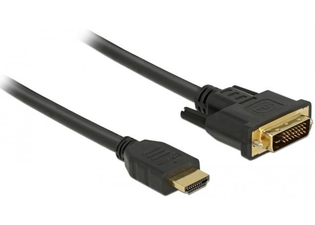 Kabel HDMI(M)->DVI-D(M)(24+1) 0.5M CZARNY DUAL LINK POZŁACANE   STYKI 