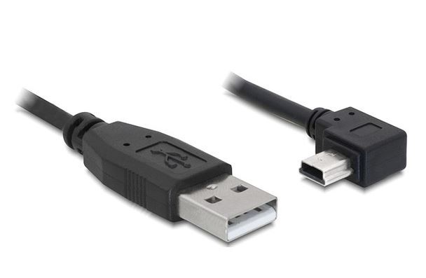 Kabel USB MINI(M) kątowy prawo->USB-A(M) 2.0 3M czarny