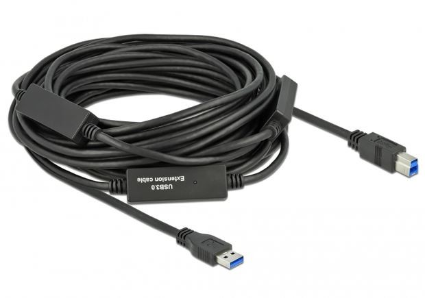 Kabel USB-A(M)->USB-B(M) 3.1 GEN 1 20M czarny aktywny