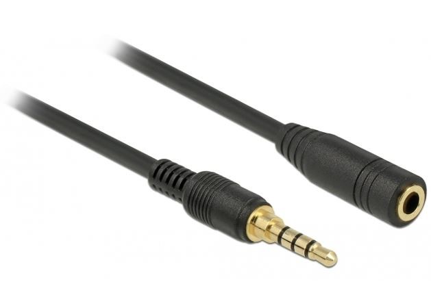 Przedłużacz audio MINIJACK 3.5MM M/F 4 PIN 0.5M czarny dla IPHONE