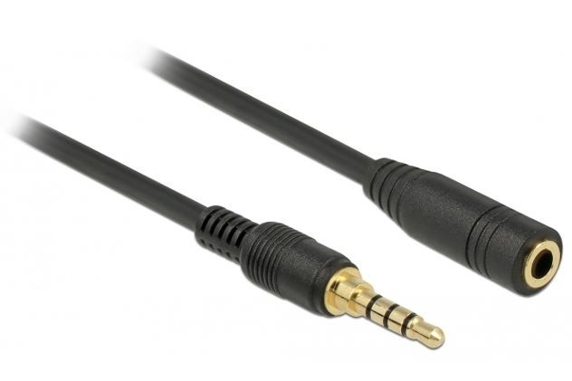 Przedłużacz AUDIO MINIJACK 3.5MM M/F 4 PIN 2M czarny dla IPHONE