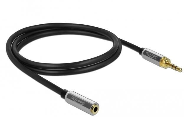 Przedłużacz audio MINIJACK 3.5MM M/F 3 PIN + przejściówka nakr. JACK 6.35MM 1M czarny