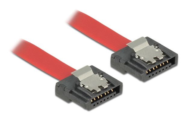 Kabel SATA DATA III (6GB/S) F/F 50cm z zatrzaskami metalowymi FLEXI czerwony