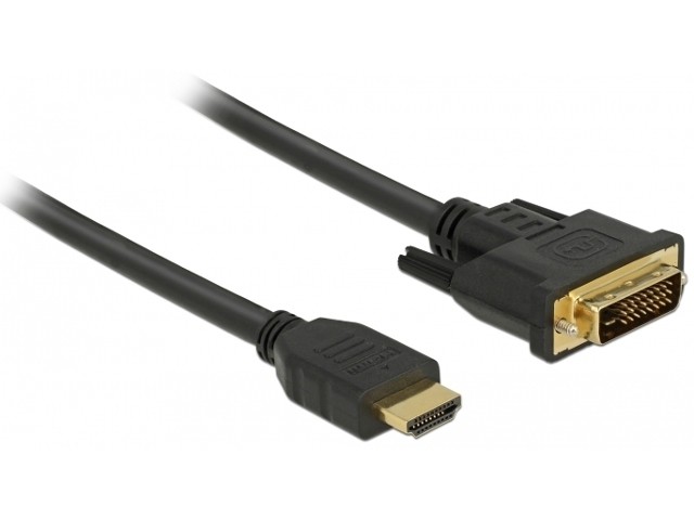 Kabel HDMI - DVI-D 2m M/M czarny dual link pozłacane styki 