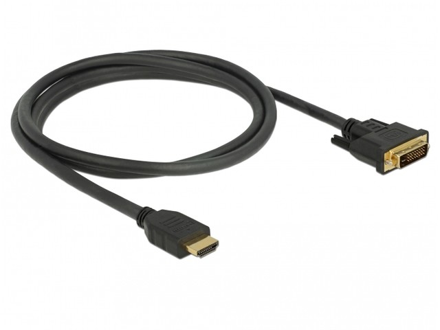 Kabel HDMI-DVI-D 1.5m czarny dual link pozłacane styki 