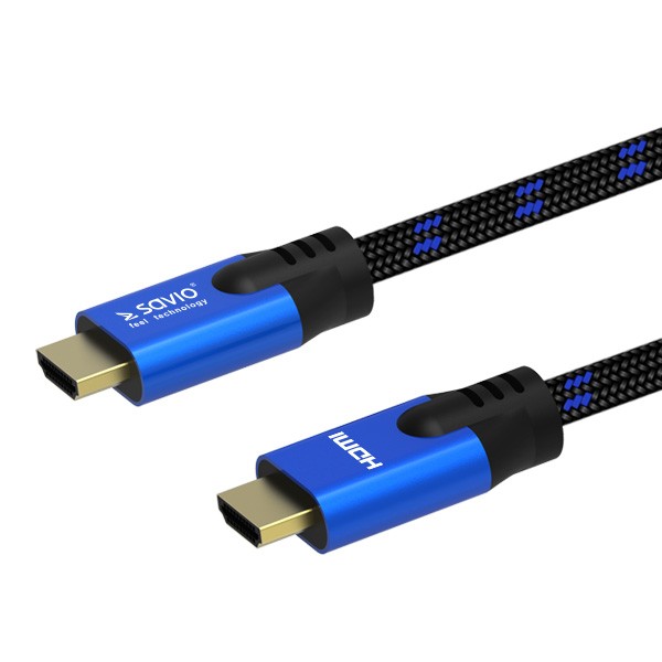 Kabel HDMI-HDMI v2.1, OFC, 1,8m, 8K, Miedź, Złote końcówki, Ethernet/3D CL-142 SAVIO Niebiesko-czarny