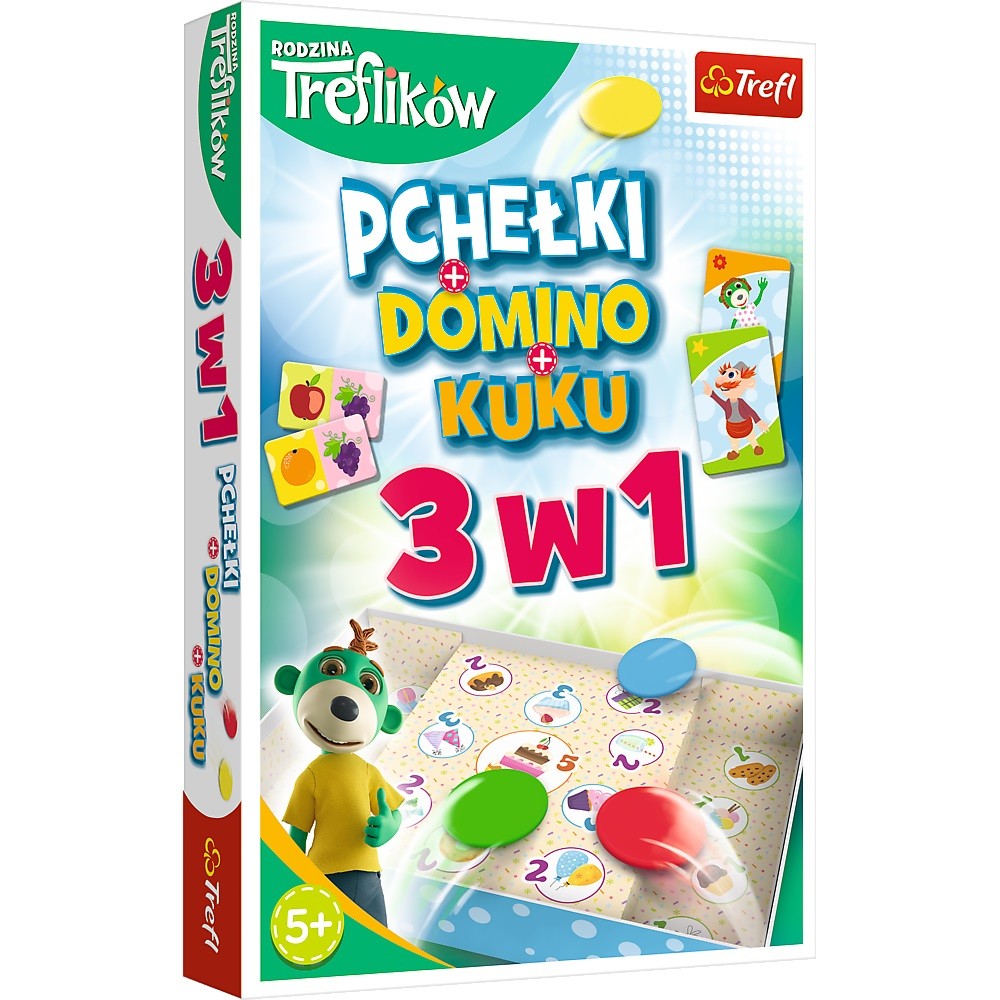 Gra Trefliki 3 w 1 Bierki Domino Pchełki