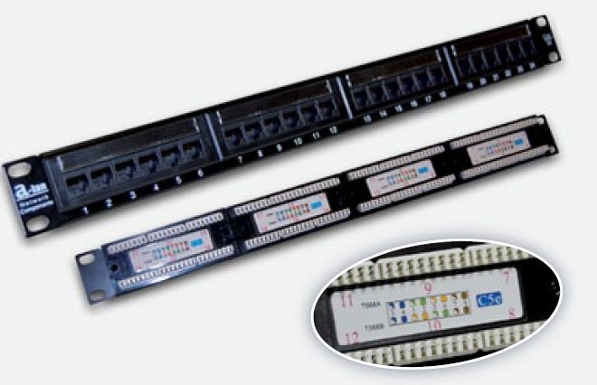 Patchpanel UTP 24 porty kat 5e pełny