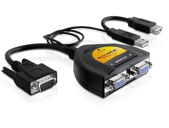 Adapter VGA->2xVGA+zasilanie USB+USB(AF) 