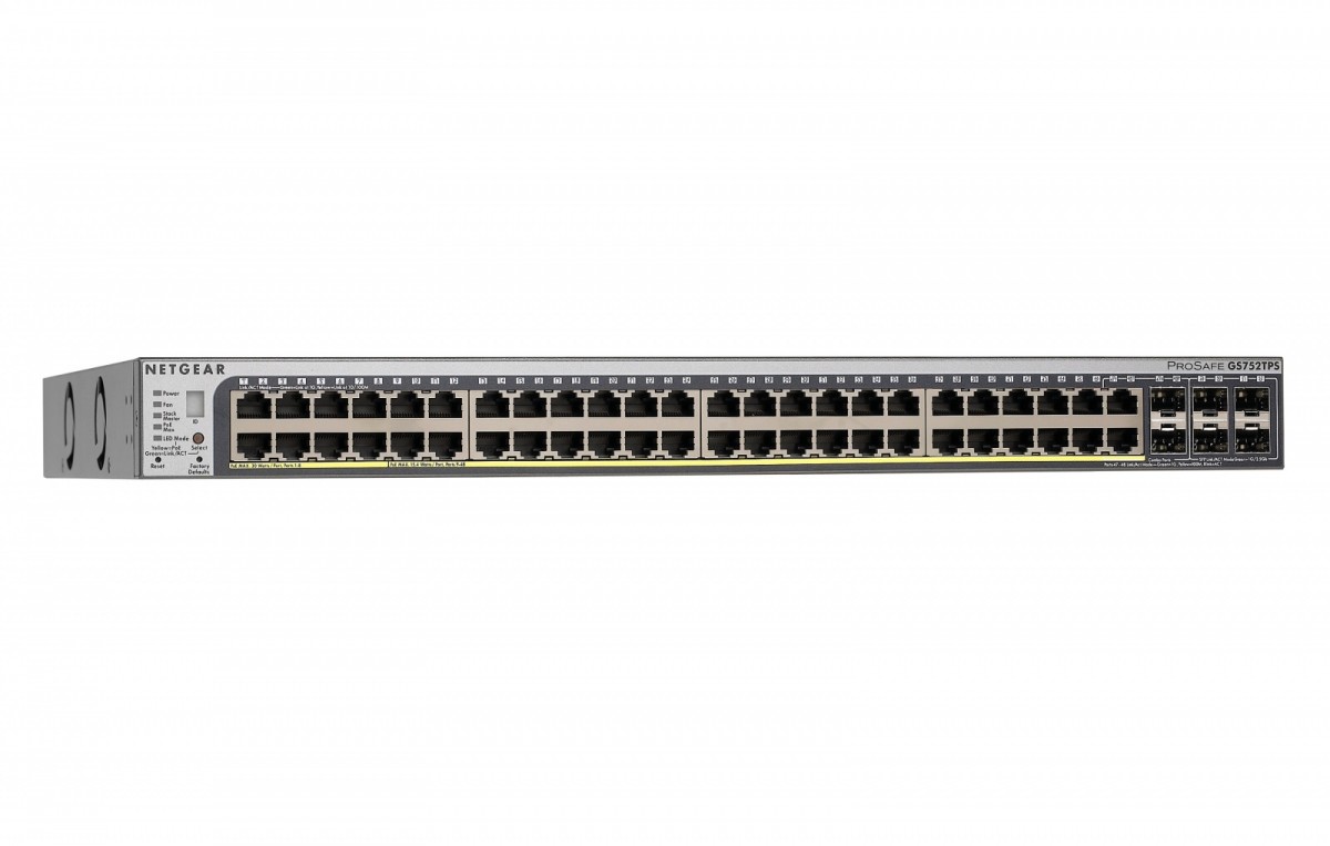 Switch Smart 48xGE 6xSFP (2xSFP Stack/Uplink) (40/8xPoE/PoE+) Stack - GS752TPSB