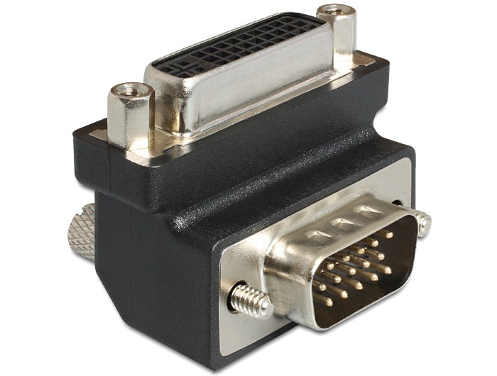 Adapter DVI-I(F)(24+5)->VGA(M) kątowy 270 stopni 