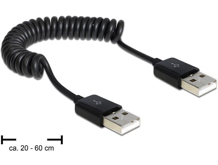 Kabel USB AM-AM Spirala 20-60cm 