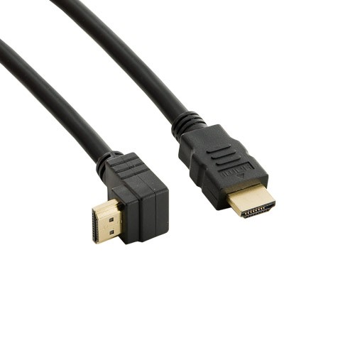 Kabel HDMI - HDMI kątowy 19/19 M/M 5m, 28 AWG, pozłacany