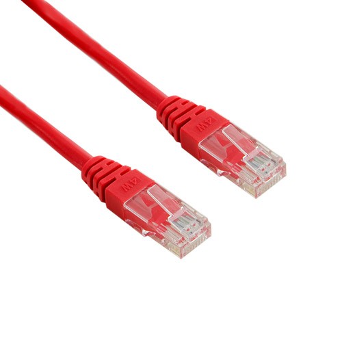 Patchcord RJ45 | osłonka zalewana | kat. 5e | UTP | 1m | czerwony