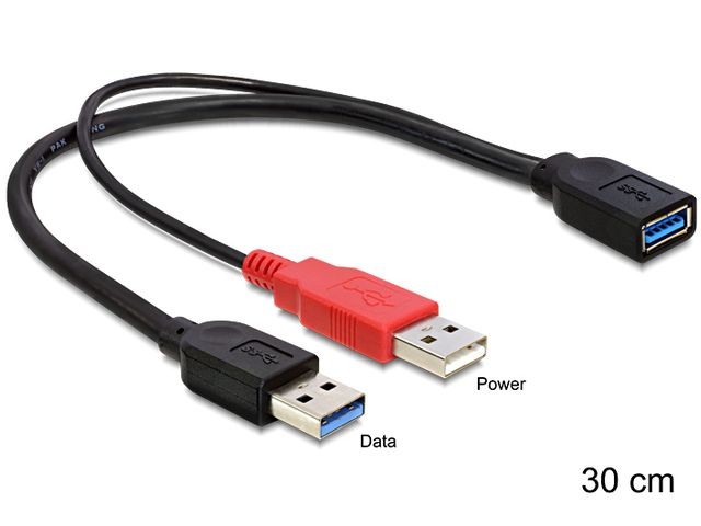 Kabel USB 3.0 AMx2->AF 30cm 