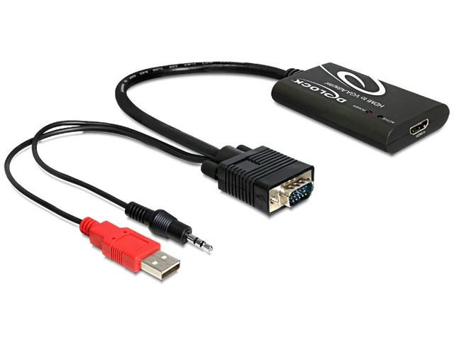 Adapter HDMI(F)->VGA(M)+Audio 3.5mm Jack(M)+Power USB AM 23cm 