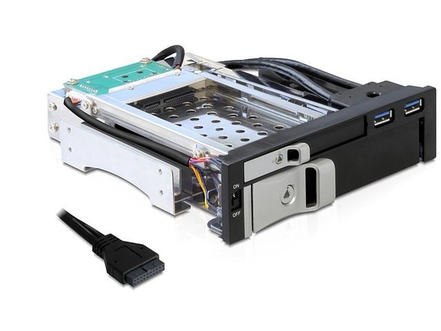 Kieszeń wewnętrzna na 2xHDD SATA 2.5+3.5+2xUSB 3.0 