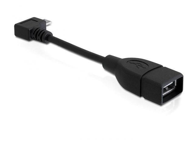 Kabel USB Micro->USB AM(F) OTG (kątowy) 11cm 