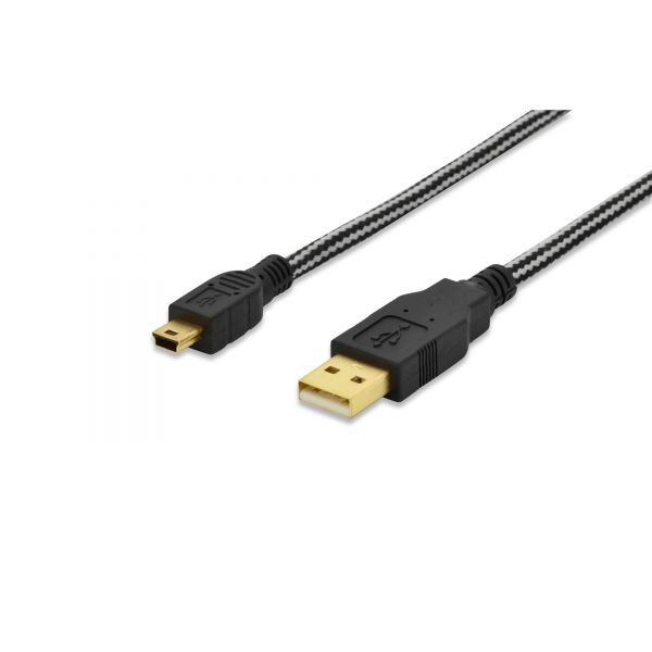 Kabel połączeniowy miniUSB 2.0 HighSpeed Typ USB A/miniUSB B (5pin) M/M nylon 1m